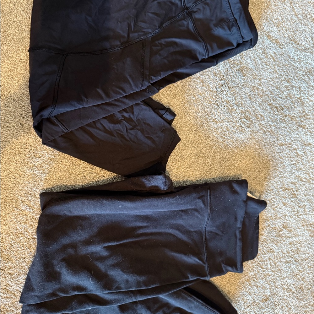 lululemon athletica: 2 pairs Black Leggings, (one cropped)